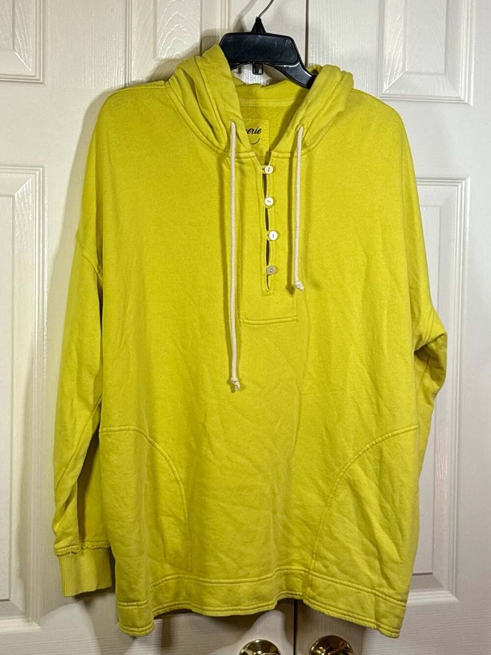 Aerie Women's Oversized Quarter-Button Henley Hoodie Sweatshirt #1379 - Picture 6 of 7